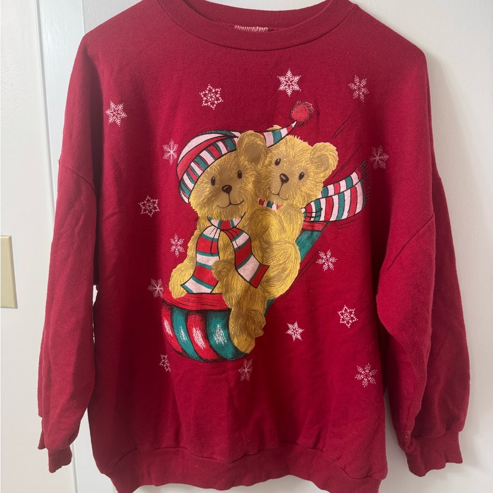 Red Teddy Bear Christmas Sweatshirt